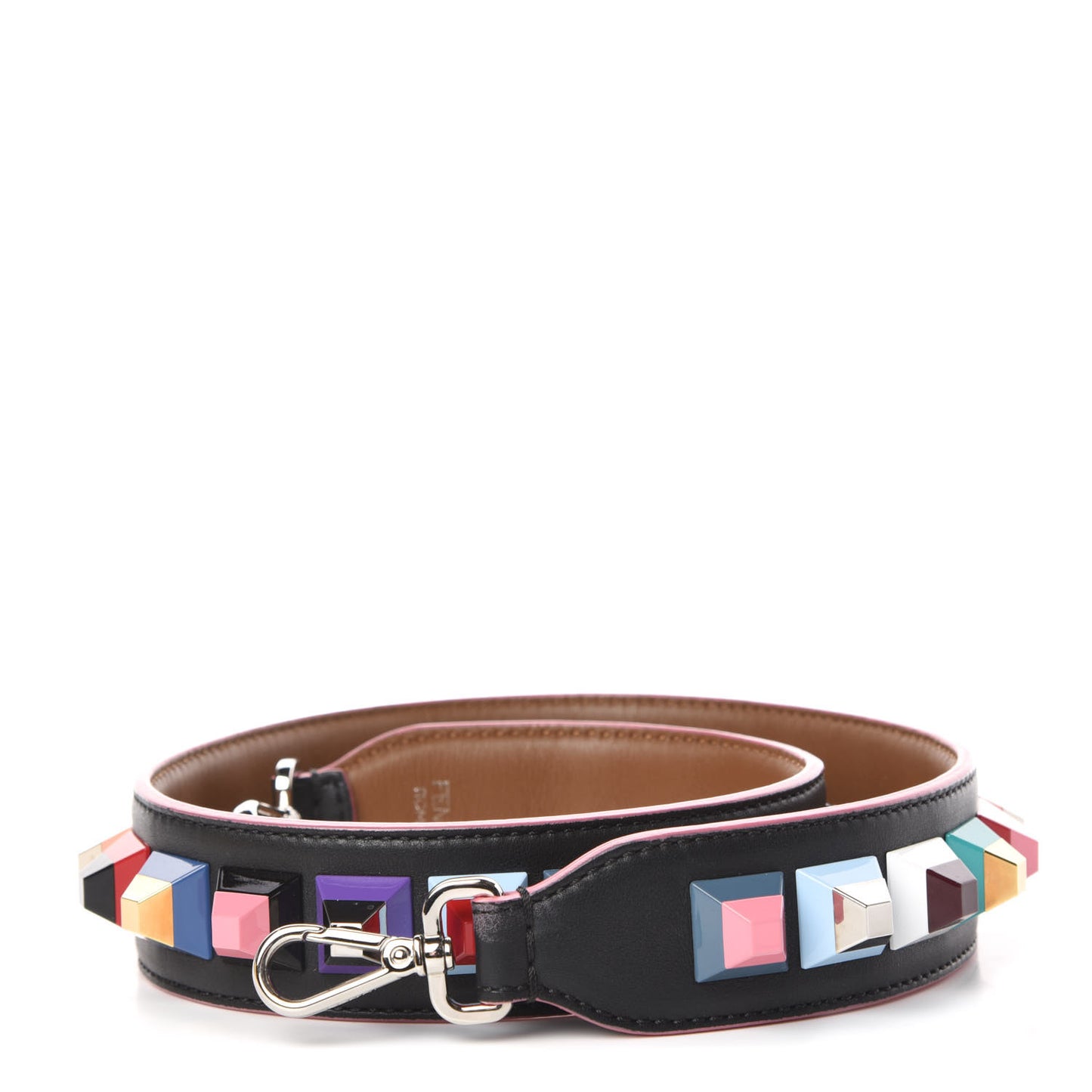 Vitello Dolce Plexiglass Bi-Color Studded Strap You Black Brownie Multicolor