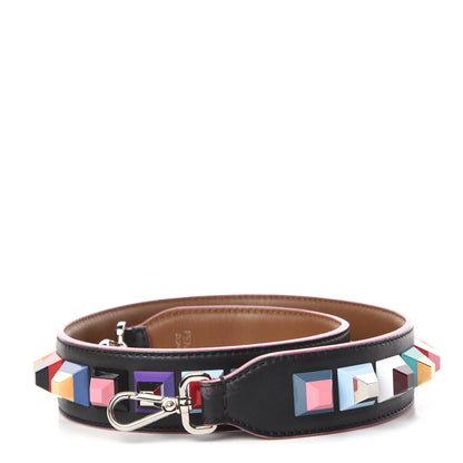 Fendi Vitello Dolce Plexiglass Bi-Color Studded Strap You Black Brownie Multicolor 1 of 4