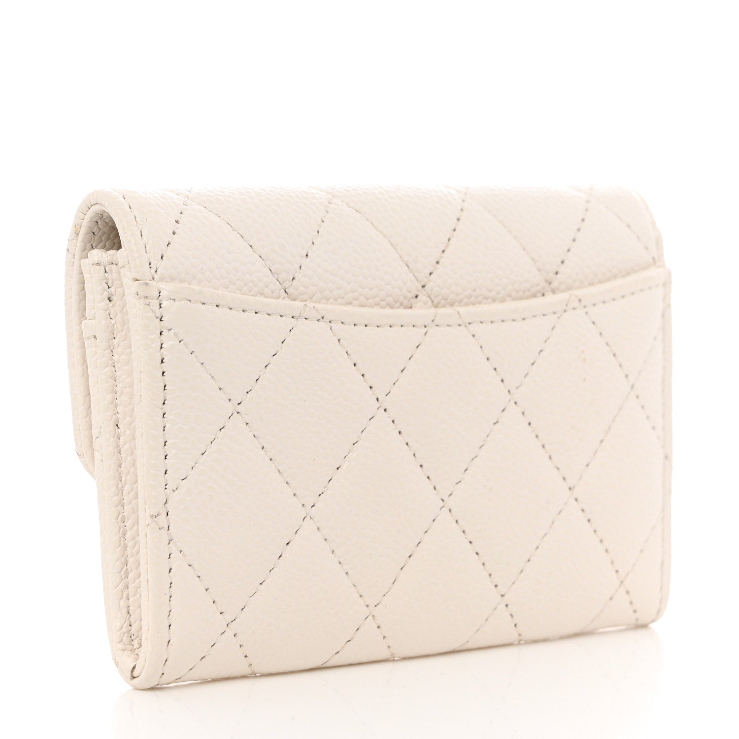Chanel Caviar Quilted Flap Card Holder Wallet White 3 of 9