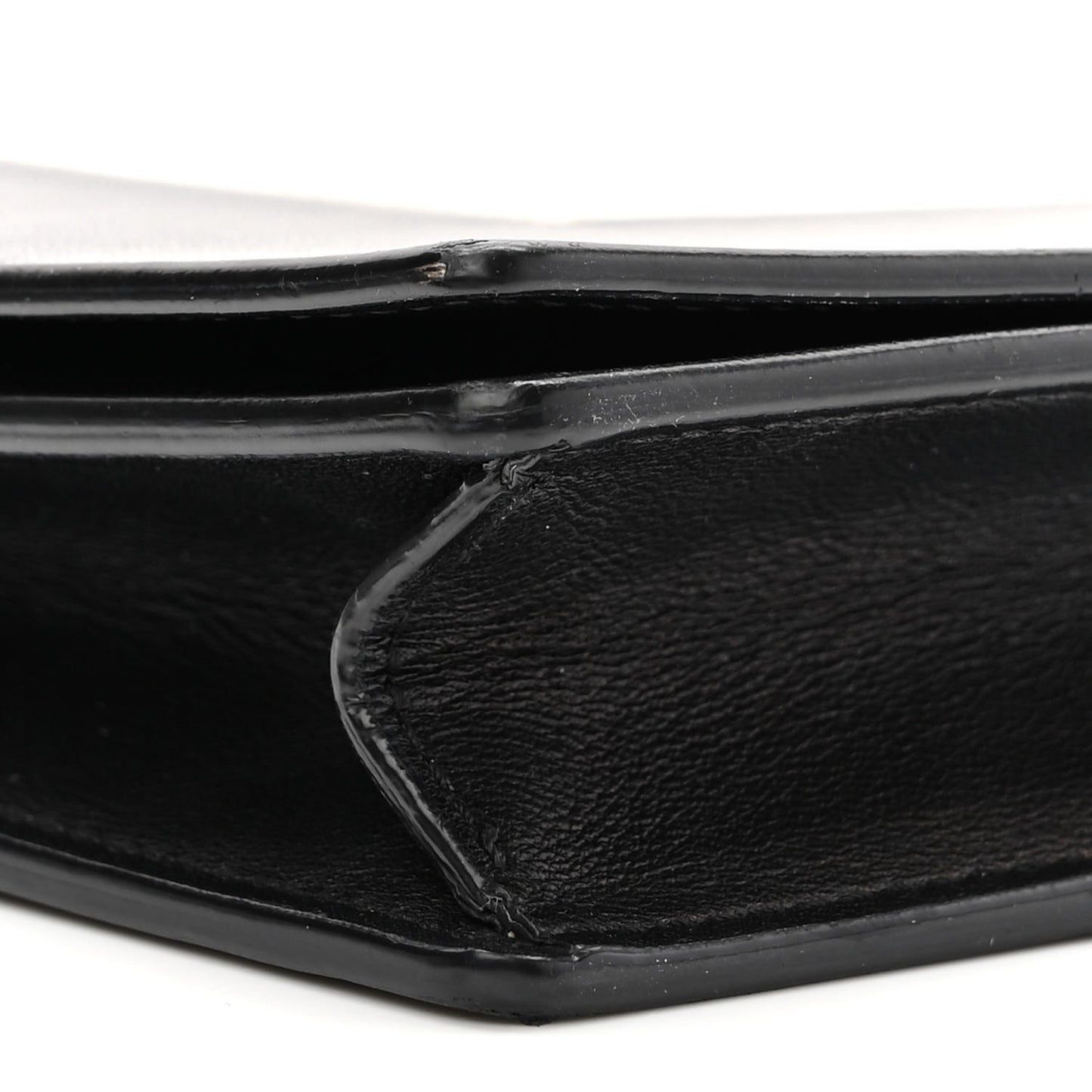 Smooth Lambskin Frame Evening Chain Clutch Black White