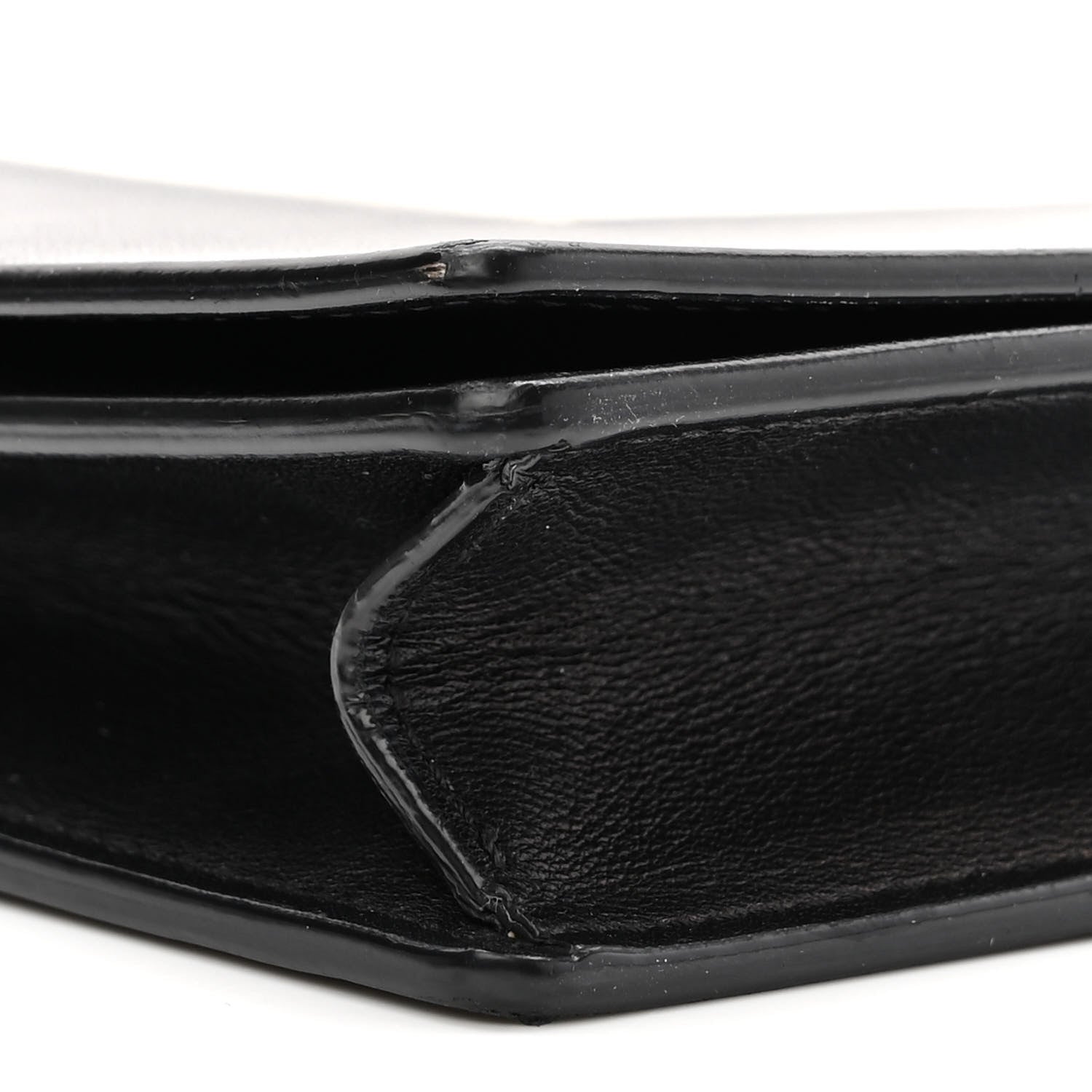 Celine Smooth Lambskin Frame Evening Chain Clutch Black White 8 of 9