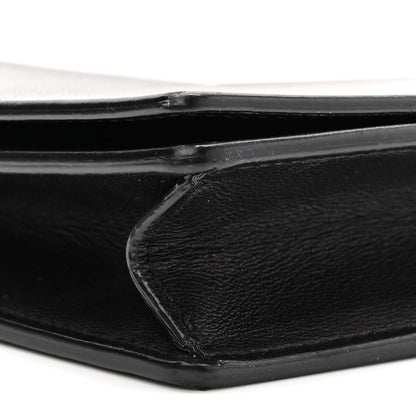 Celine Smooth Lambskin Frame Evening Chain Clutch Black White 8 of 9