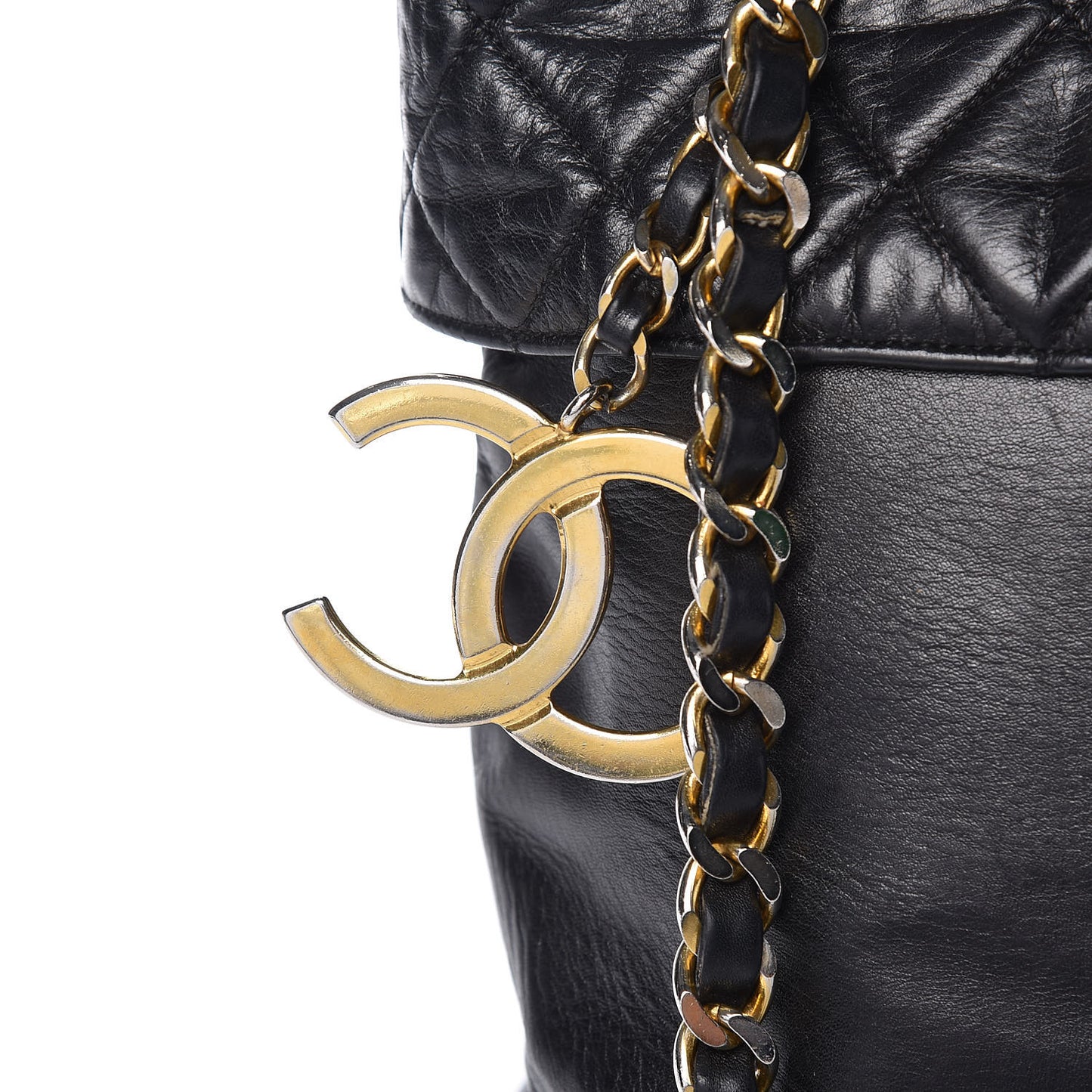 Calfskin Quilted Large Shoulder Bag Black