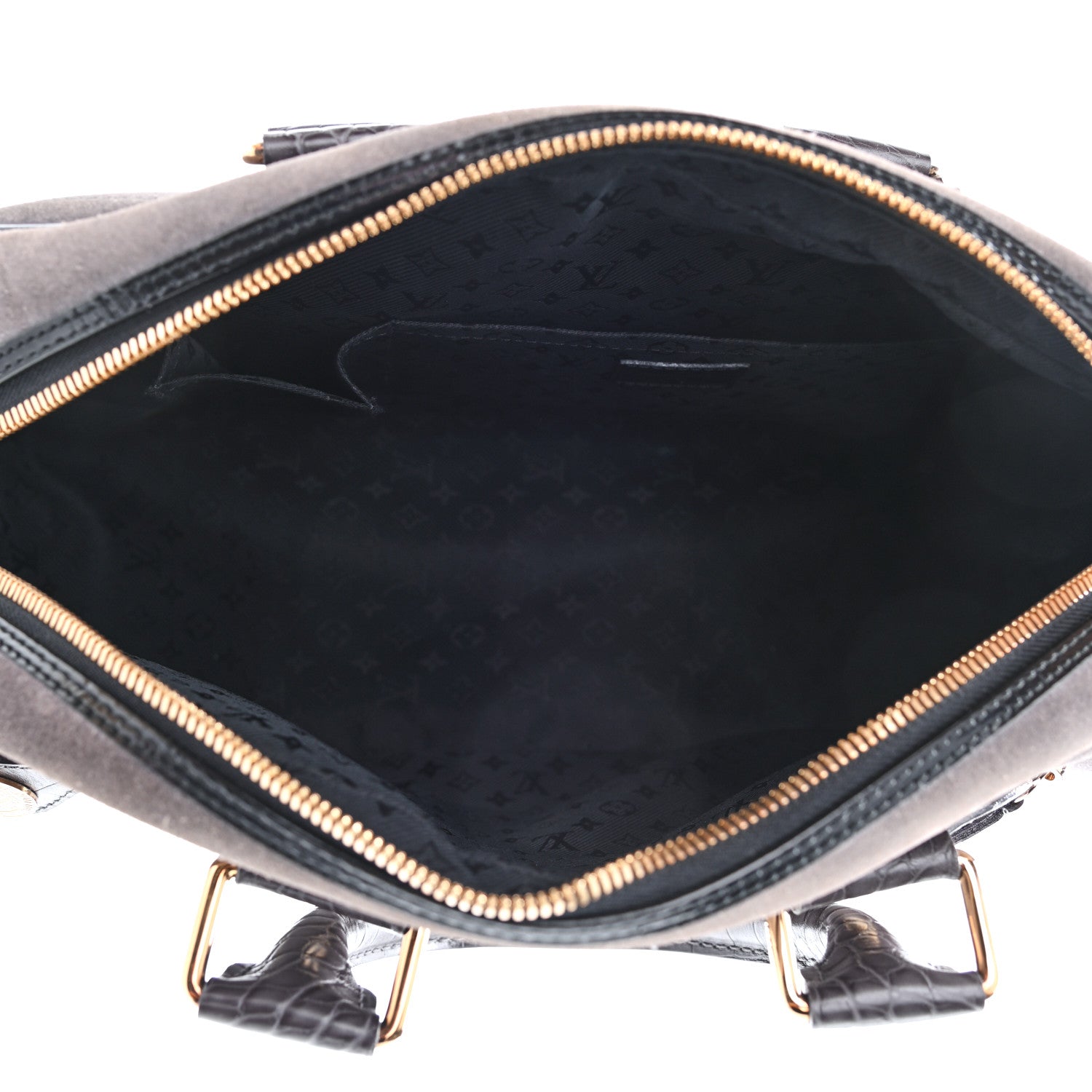 Louis Vuitton Suede Stamped Havane Bowler GM Grey 5 of 12