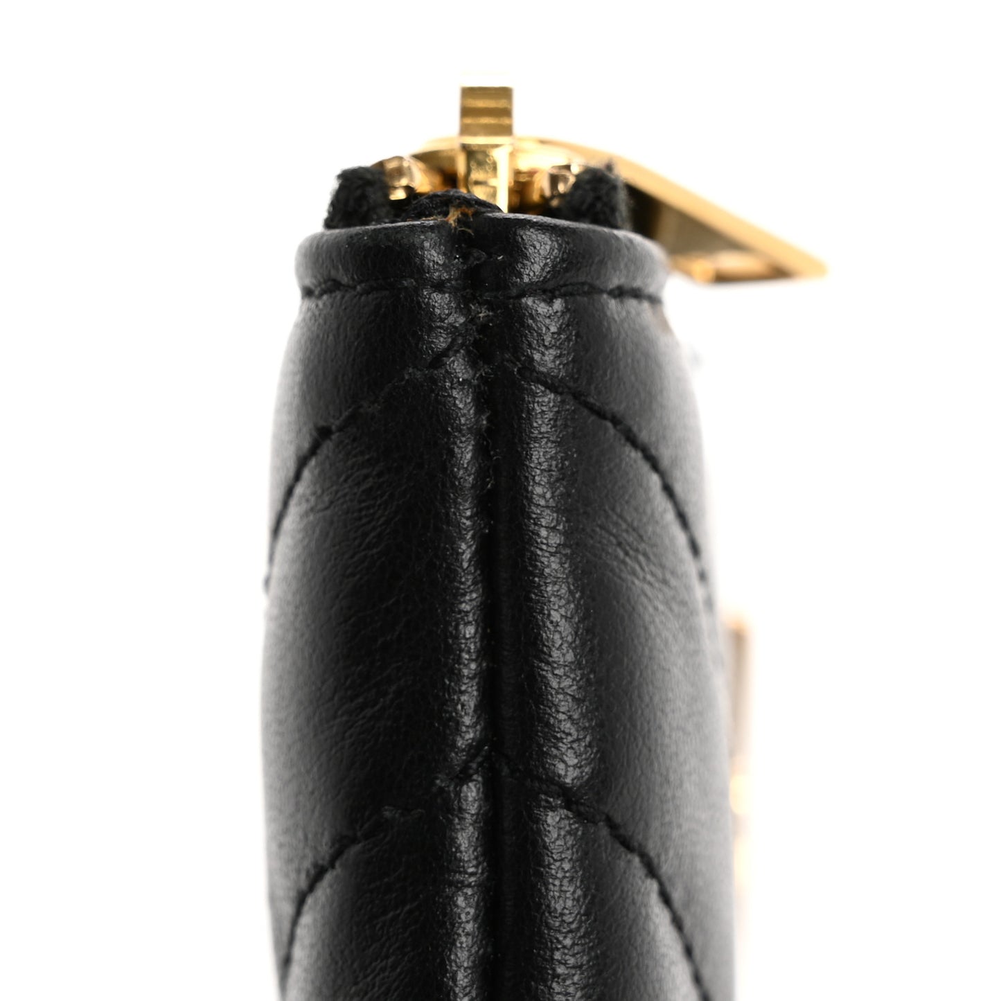Calfskin Matelasse Monogram Key Pouch Black