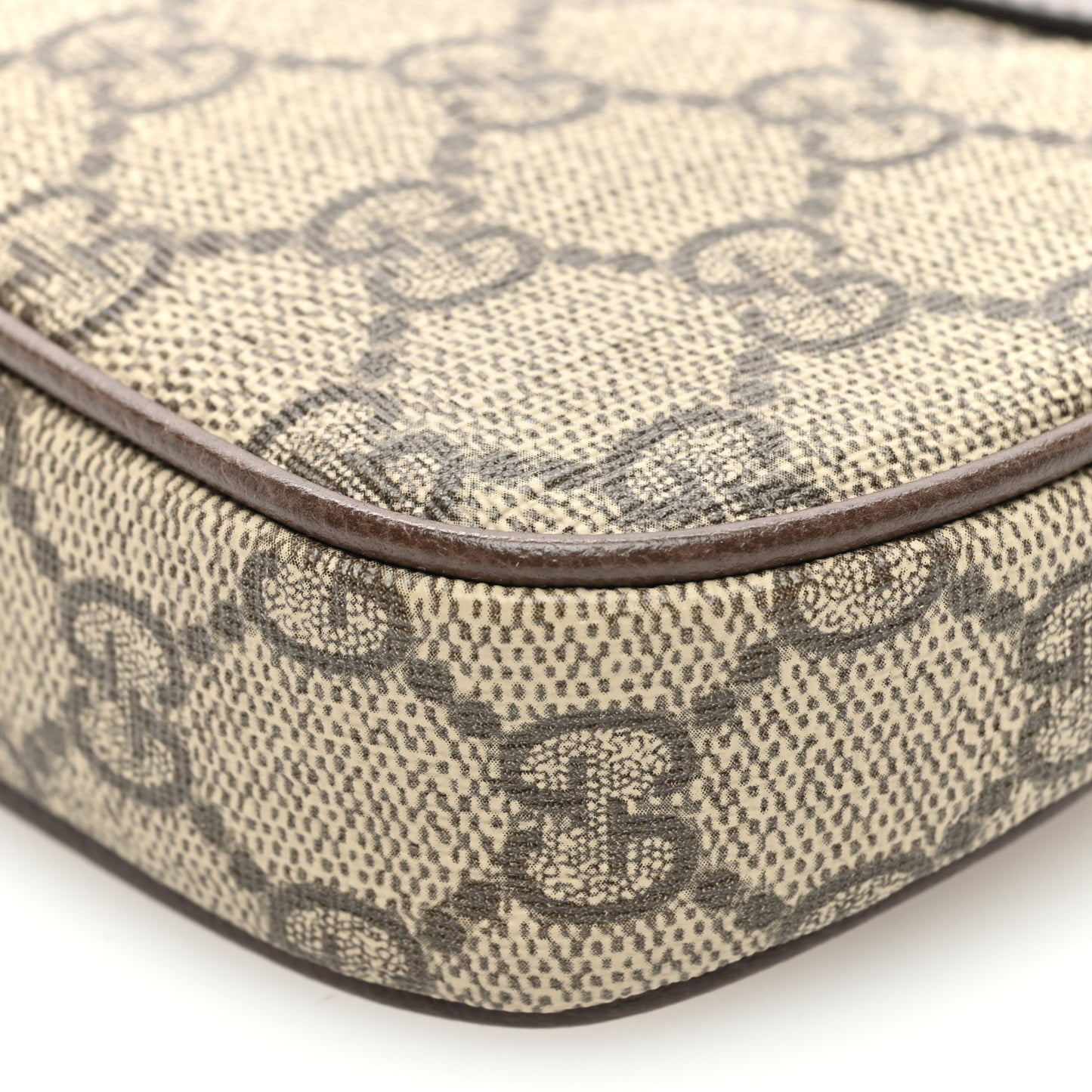 GG Supreme Monogram Textured Dollar Calfskin Mini Ophidia Chain Bag Beige Ebony