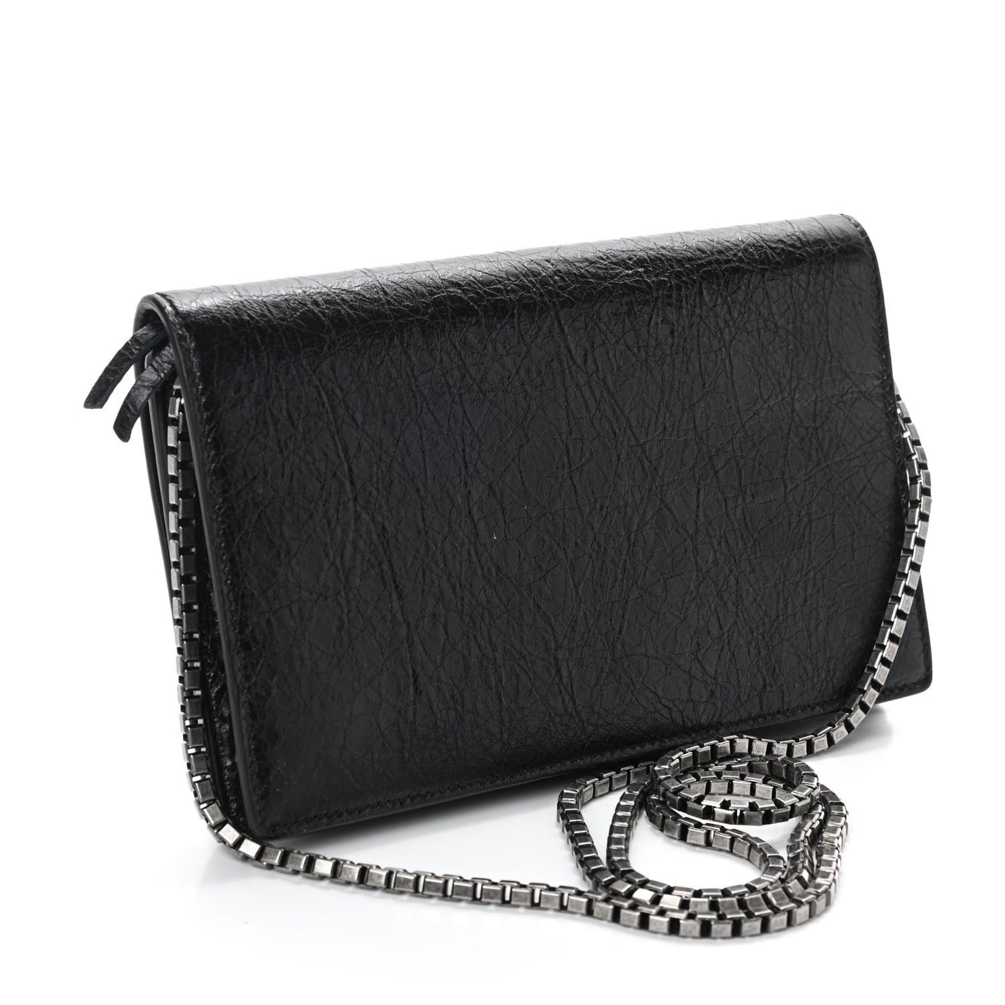 Agneau Silver Metallic Edge Hardware Wallet On Chain Black