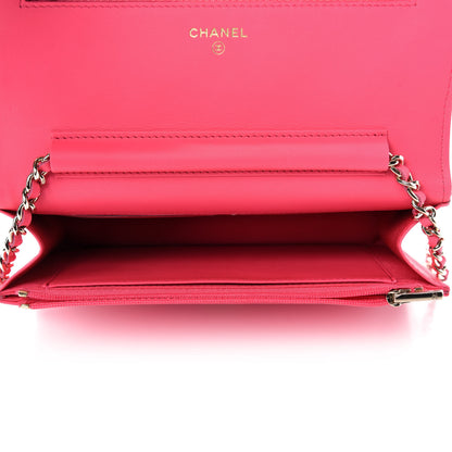Chanel Patent Calfskin Quilted Wallet On Chain WOC Pink 5 of 11