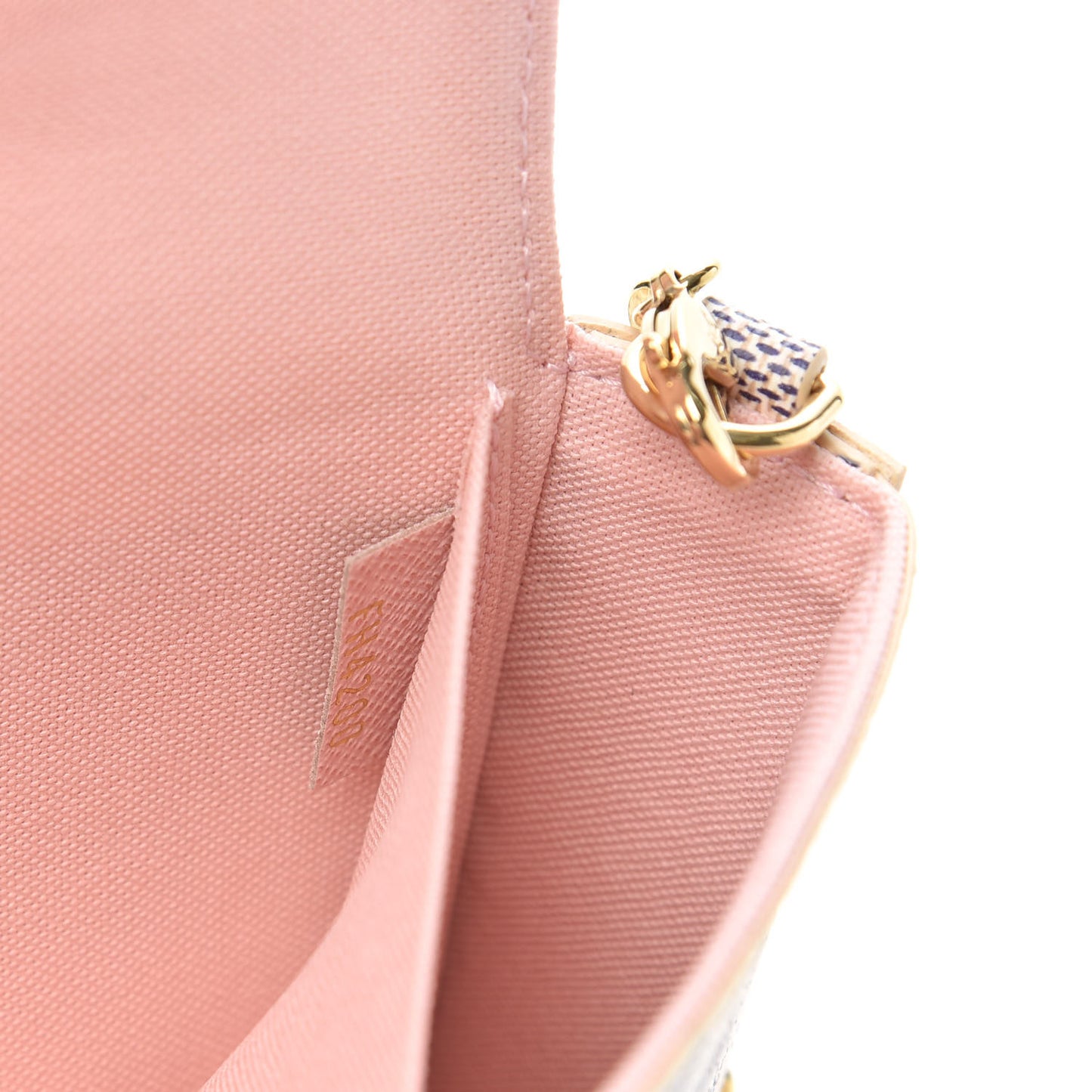 Damier Azur Pochette Felicie Chain Wallet Rose Ballerine