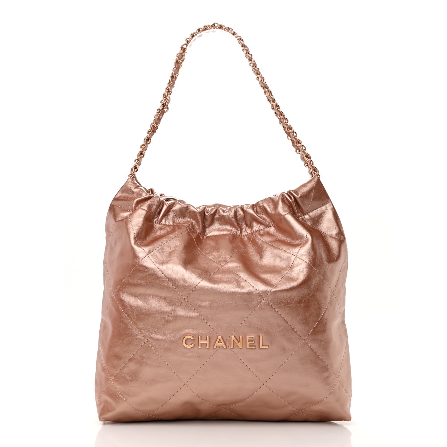 Metallic Calfskin Quilted Chanel 22 Pink