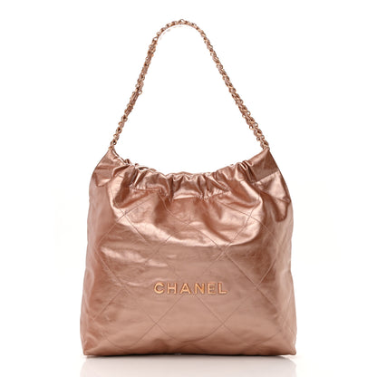 Chanel Metallic Calfskin Quilted Chanel 22 Pink 2 of 14