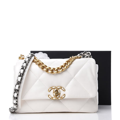 Chanel Lambskin Quilted Medium Chanel 19 Flap White 11 of 11