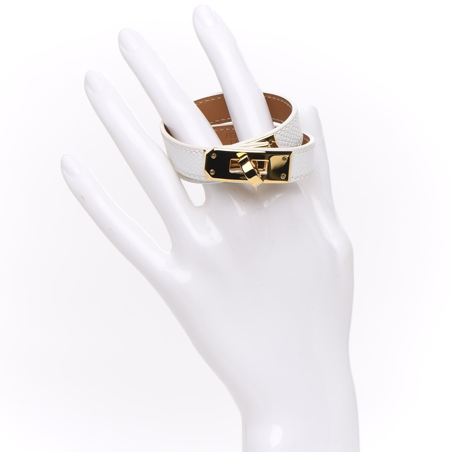 Hermes Epsom Kelly Double Tour Bracelet XS White 2 of 6