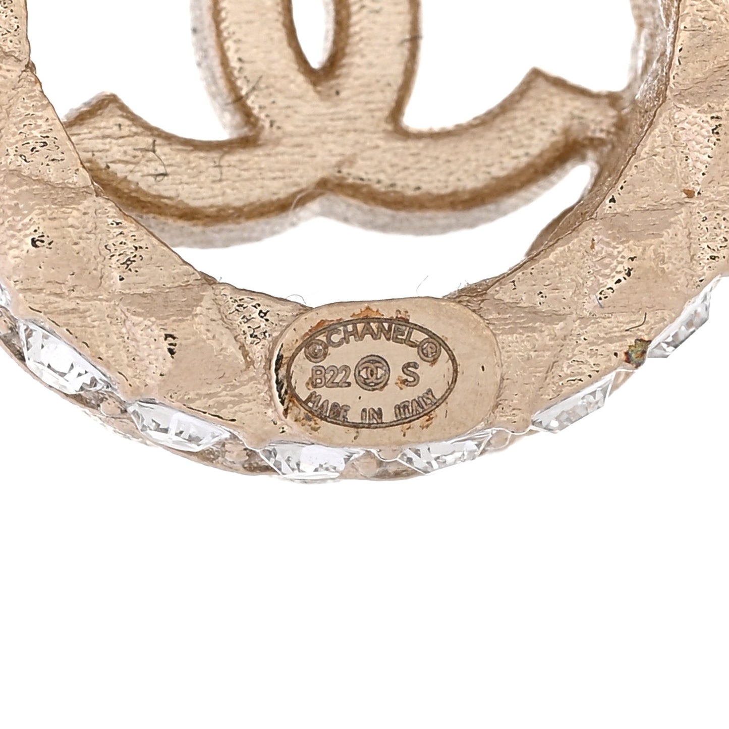 Crystal CC Round Earrings Gold