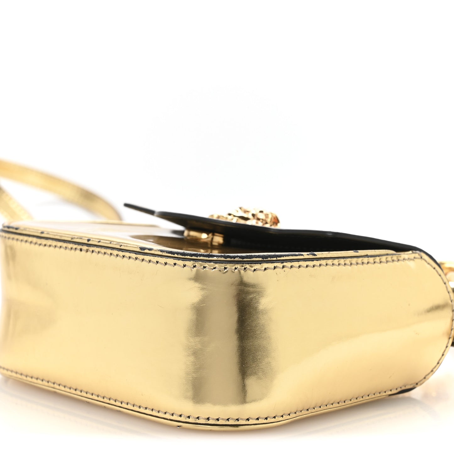 Metallic Calfskin Mini La Medusa Bag Gold