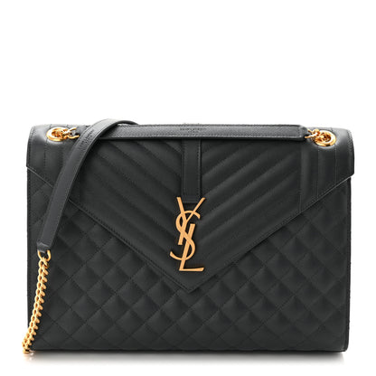 Saint Laurent Grain De Poudre Textured Mixed Matelasse Large Triquilt Monogram Satchel Storm 2 of 19
