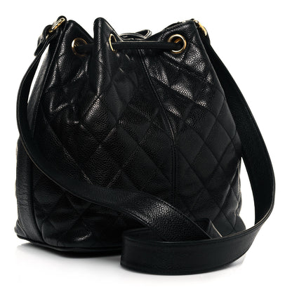 Chanel Caviar Quilted Drawstring Bucket Bag Black 3 of 12