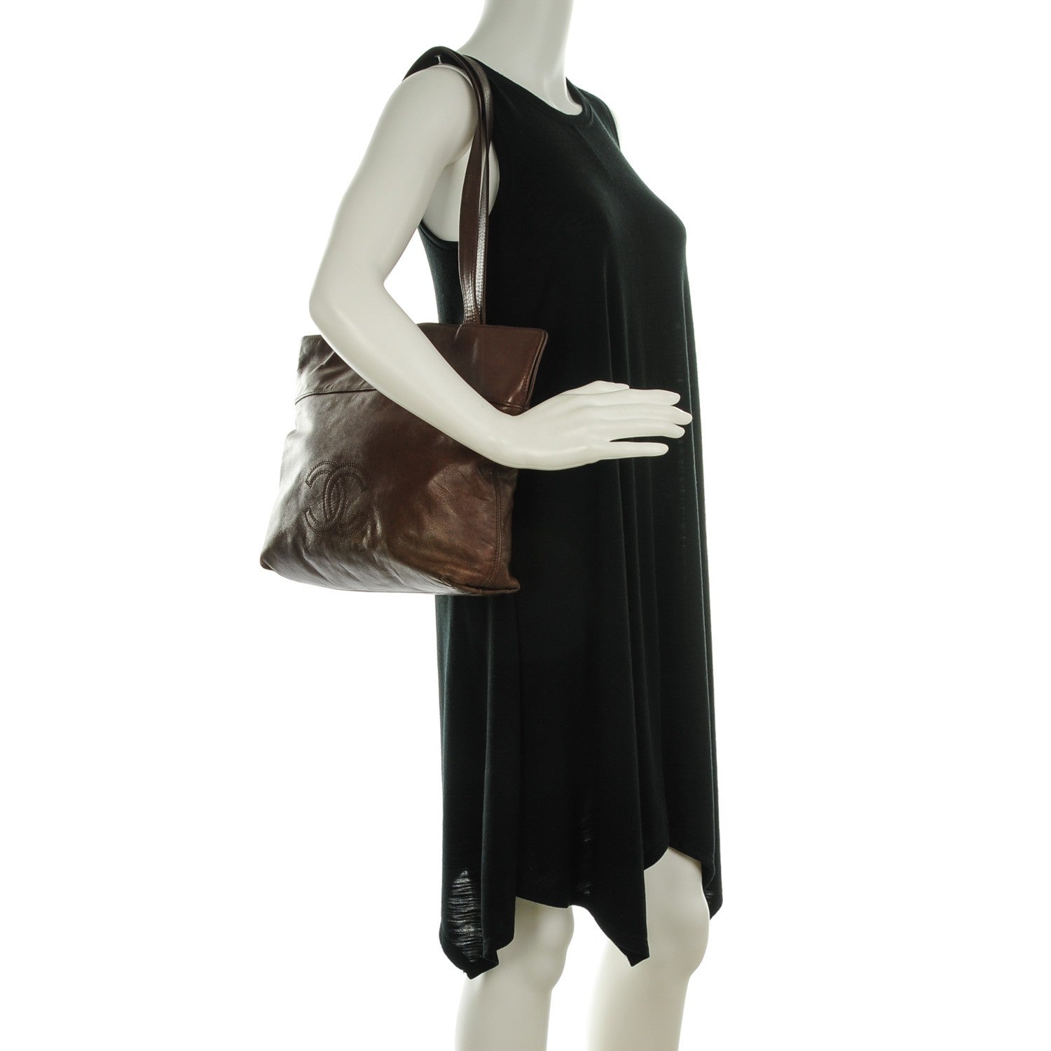 Chanel Calfskin CC Tote Brown 2 of 7