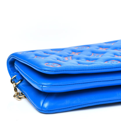 Louis Vuitton Lambskin Embossed Monogram Vuittamins Pochette Coussin Blue Red 8 of 10
