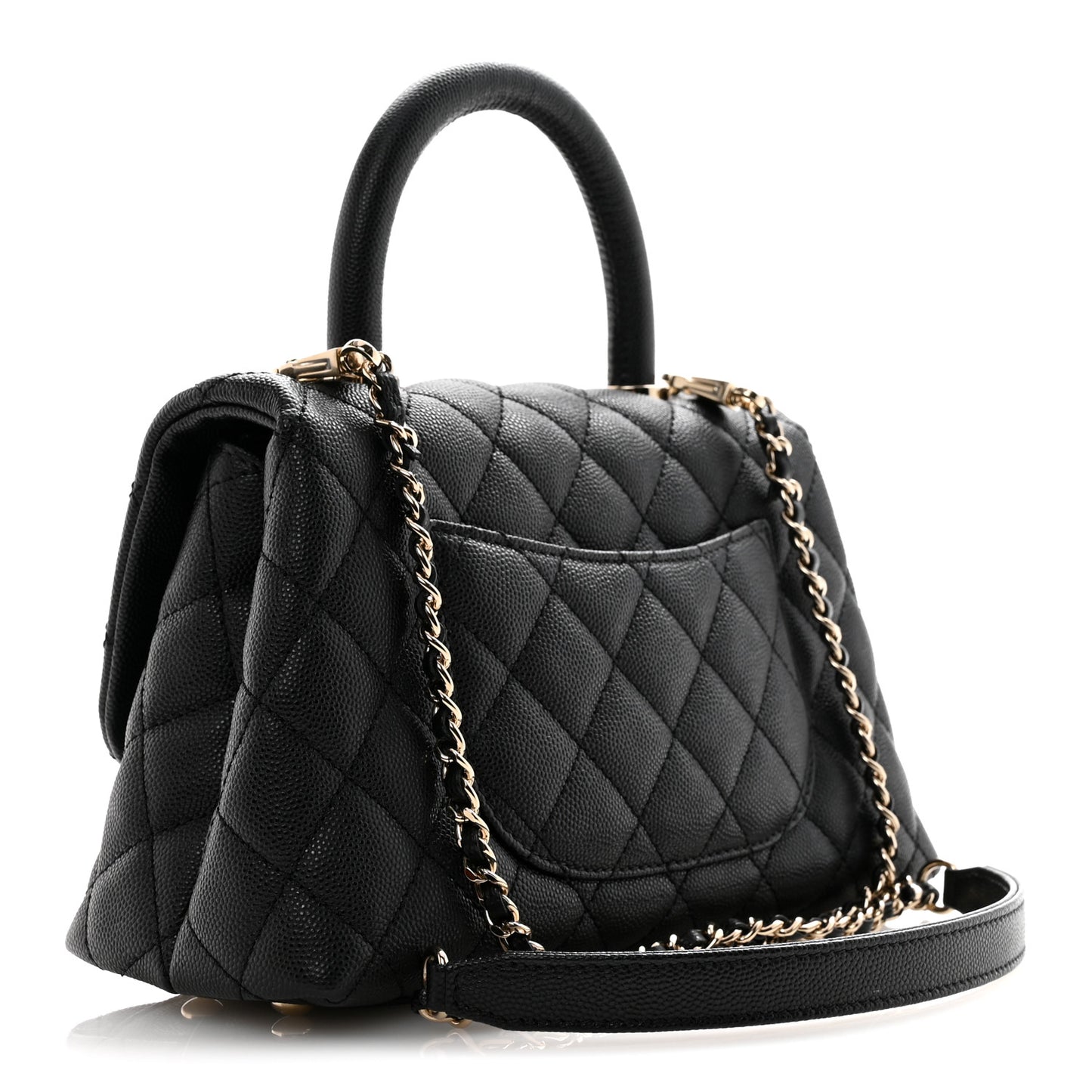Caviar Quilted Mini Coco Handle Flap Black