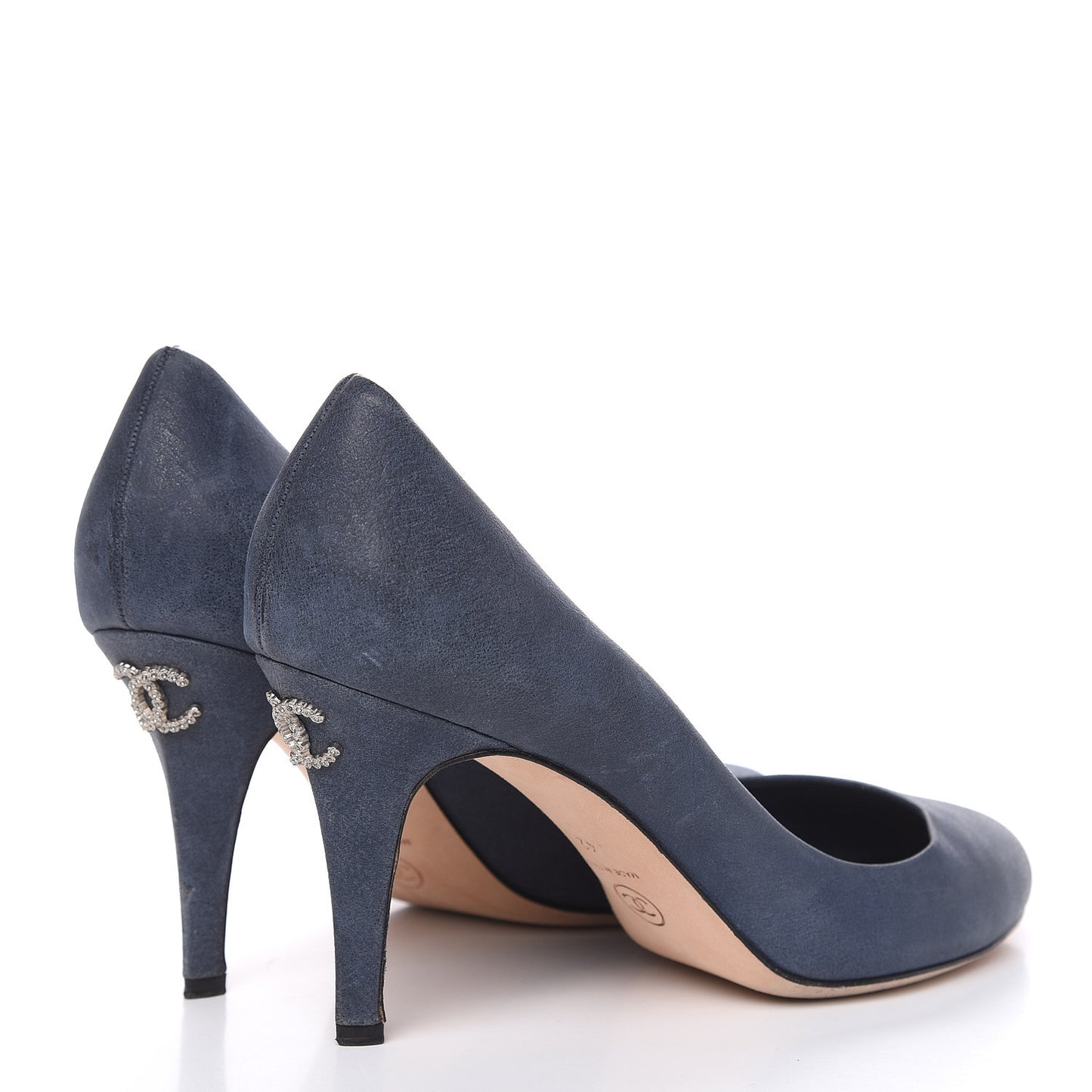 Suede Crystal CC Pumps 42 Blue