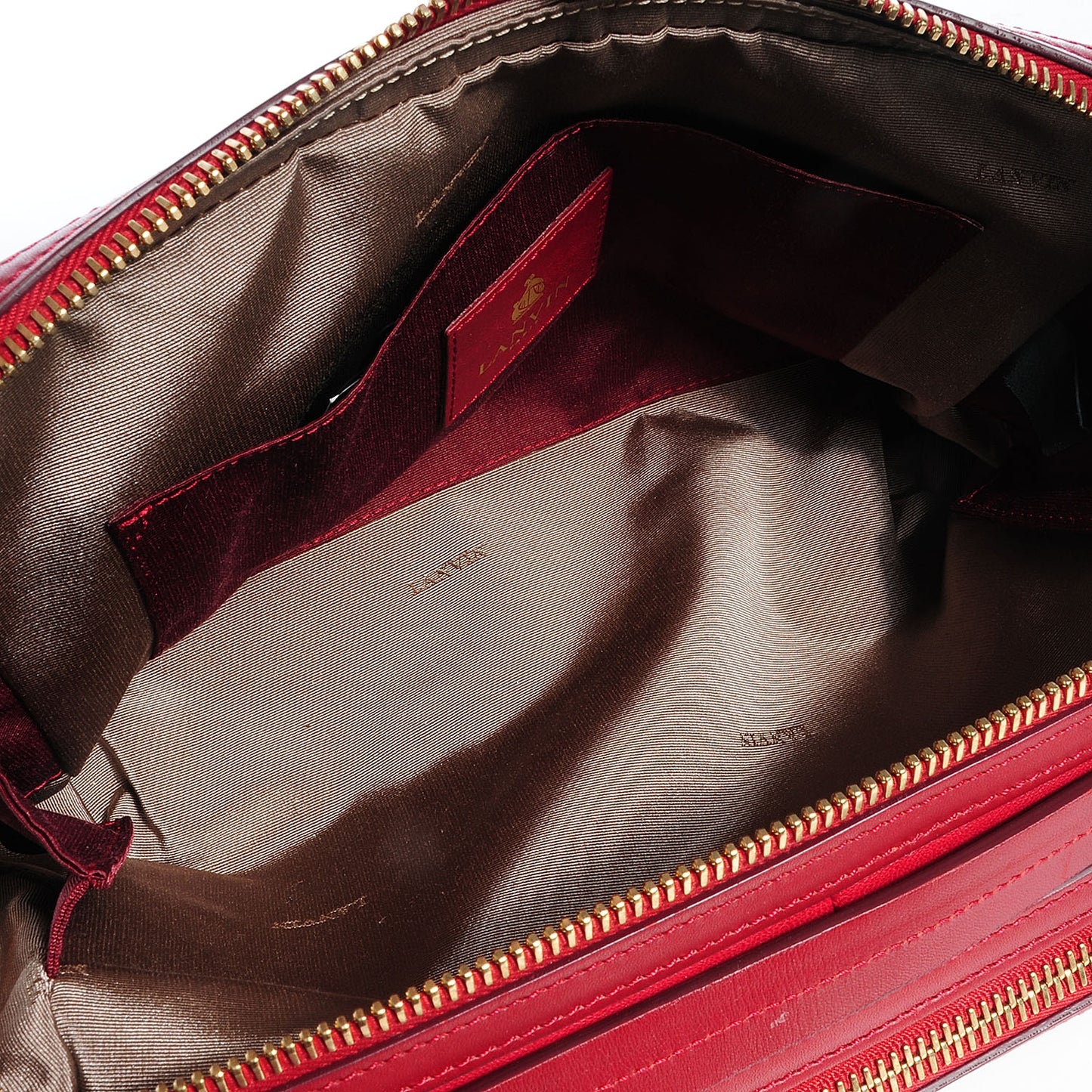 Leather Padam Double Zip Bag Red