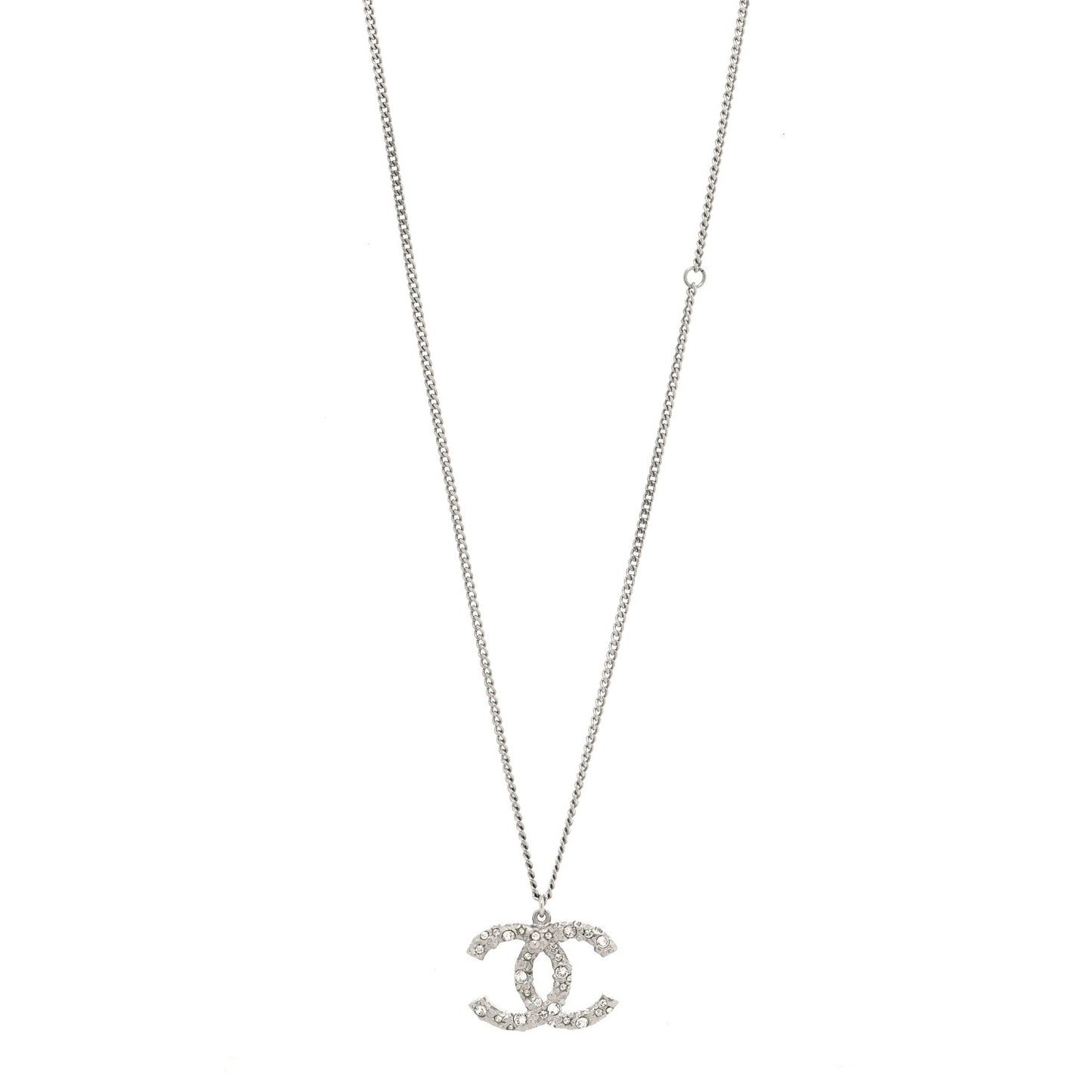 Crystal CC Pendant Necklace Silver