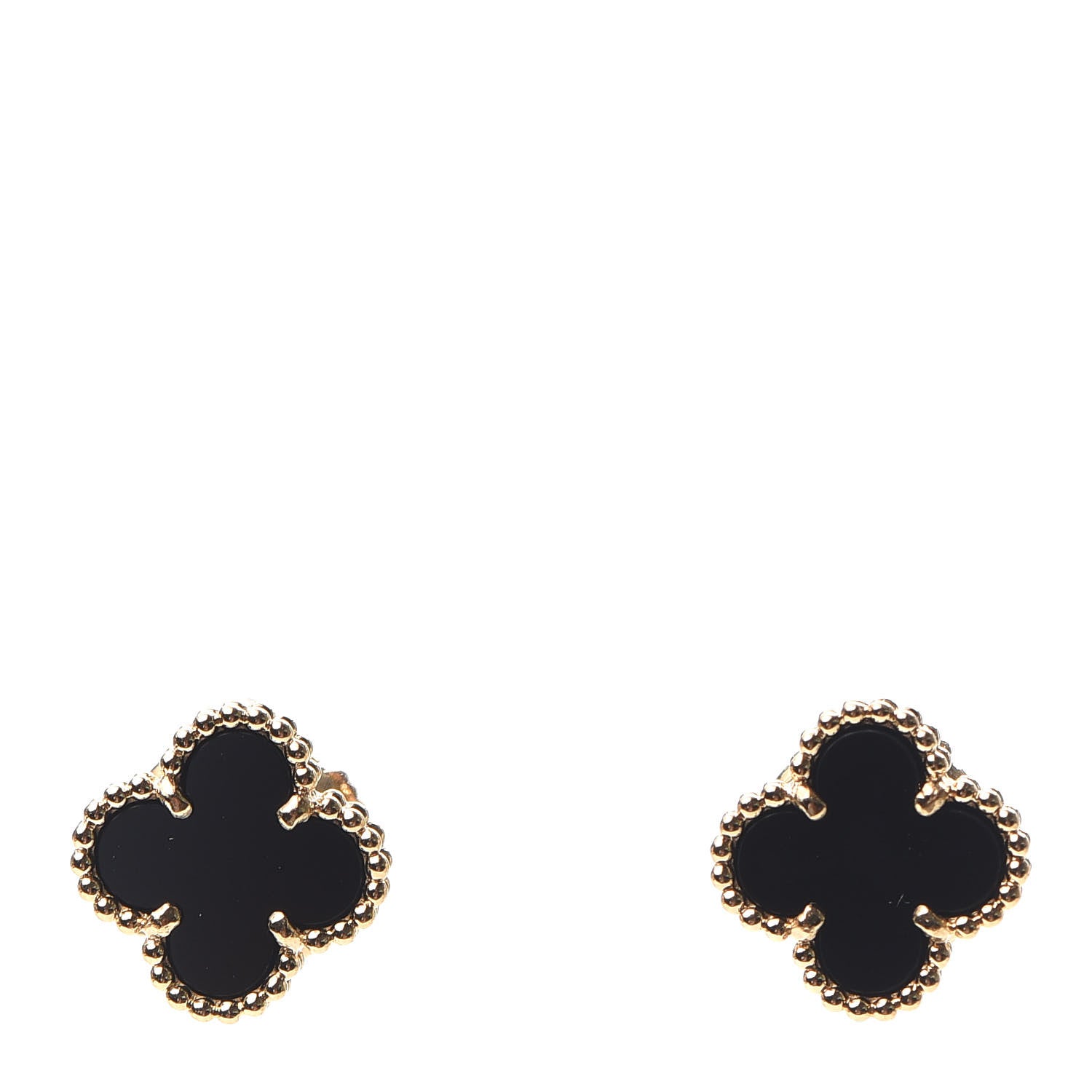 Van Cleef & Arpels 18K Yellow Gold Black Onyx Sweet Alhambra Earrings 1 of 6