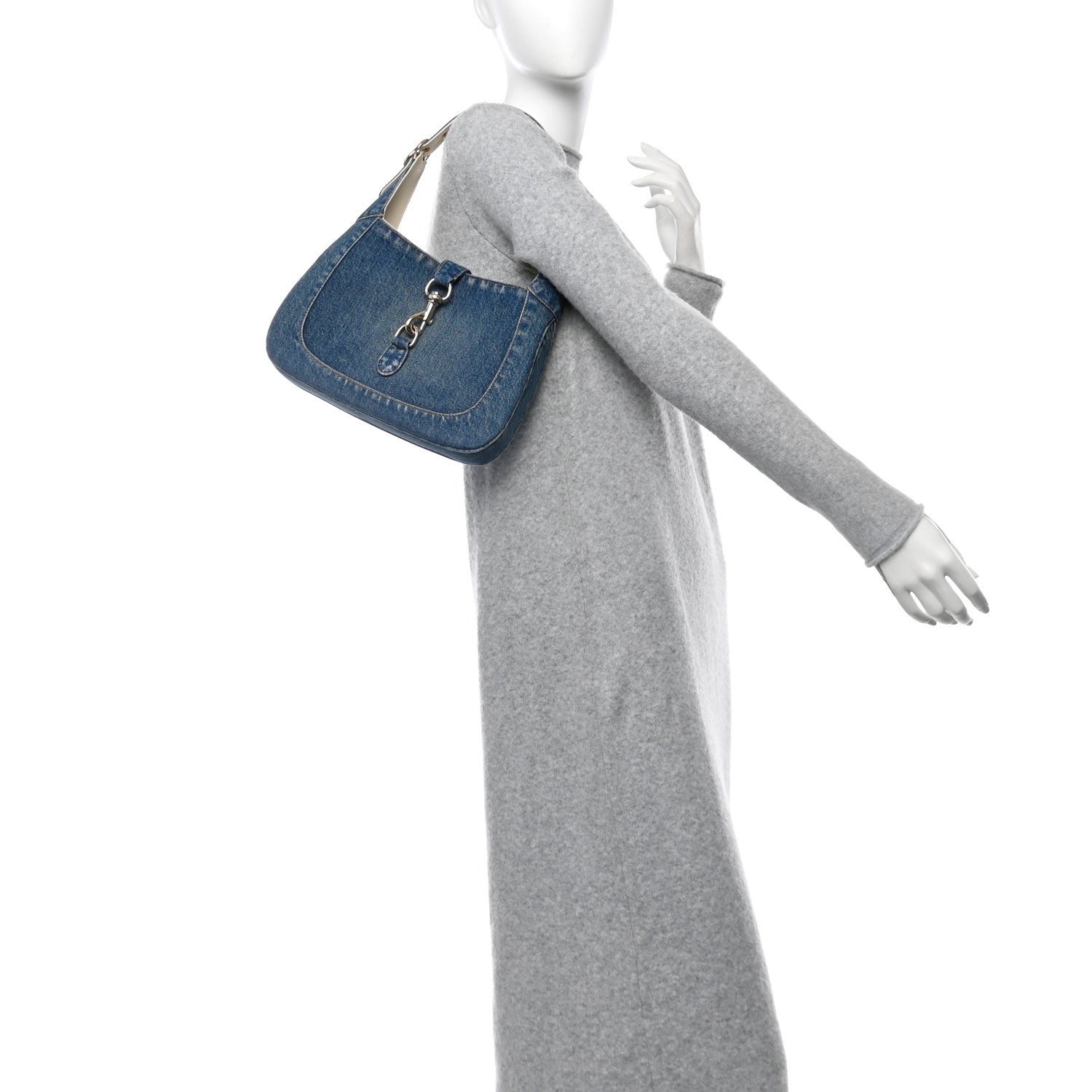 Gucci Denim Small Jackie Shoulder Bag Blue Denim 2 of 11