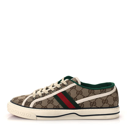 Gucci GG Monogram Web Mens 1977 Tennis Sneakers 9 Beige Ebony Mystic White Vert 1 of 11