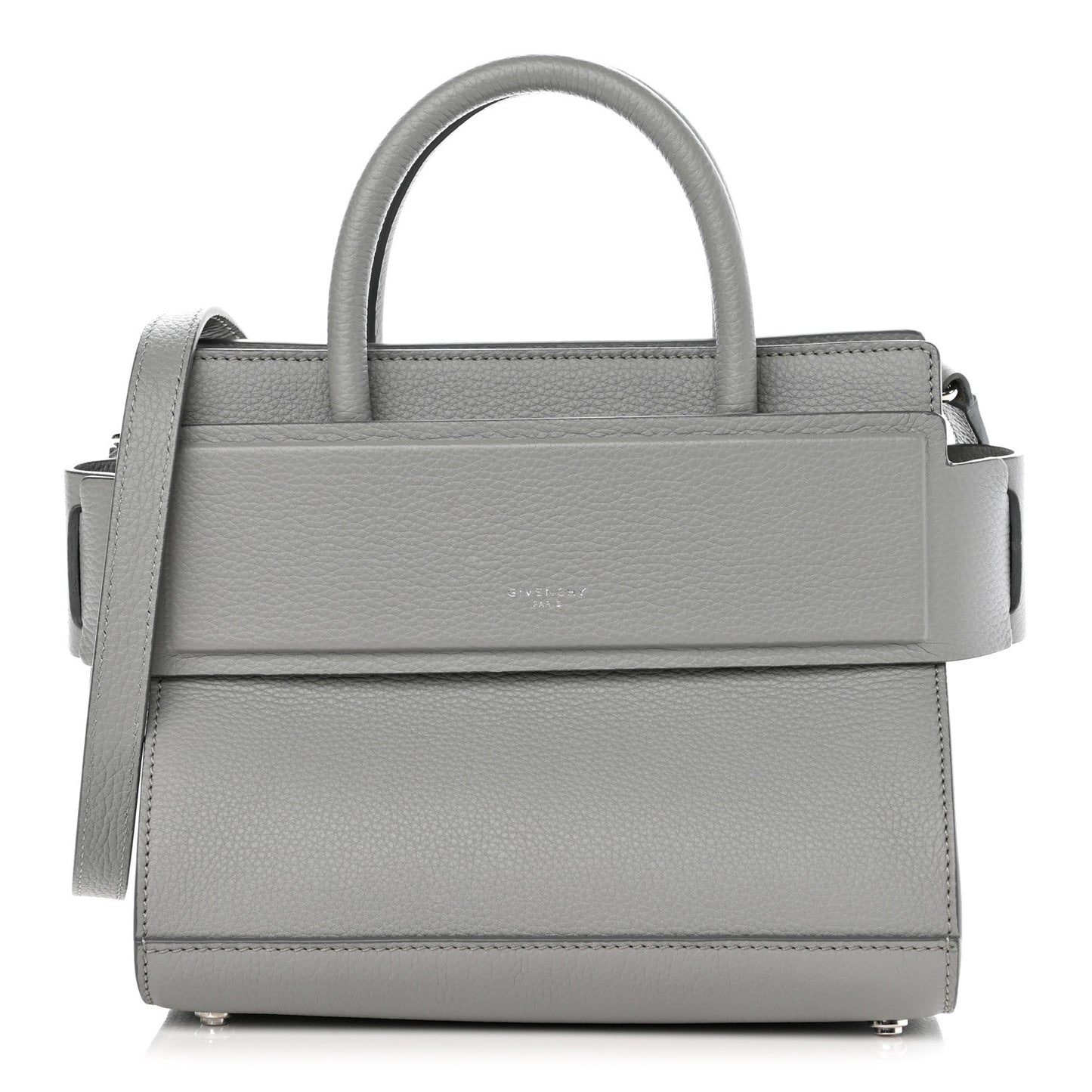 Grained Calfskin Mini Horizon Satchel Pearl Grey