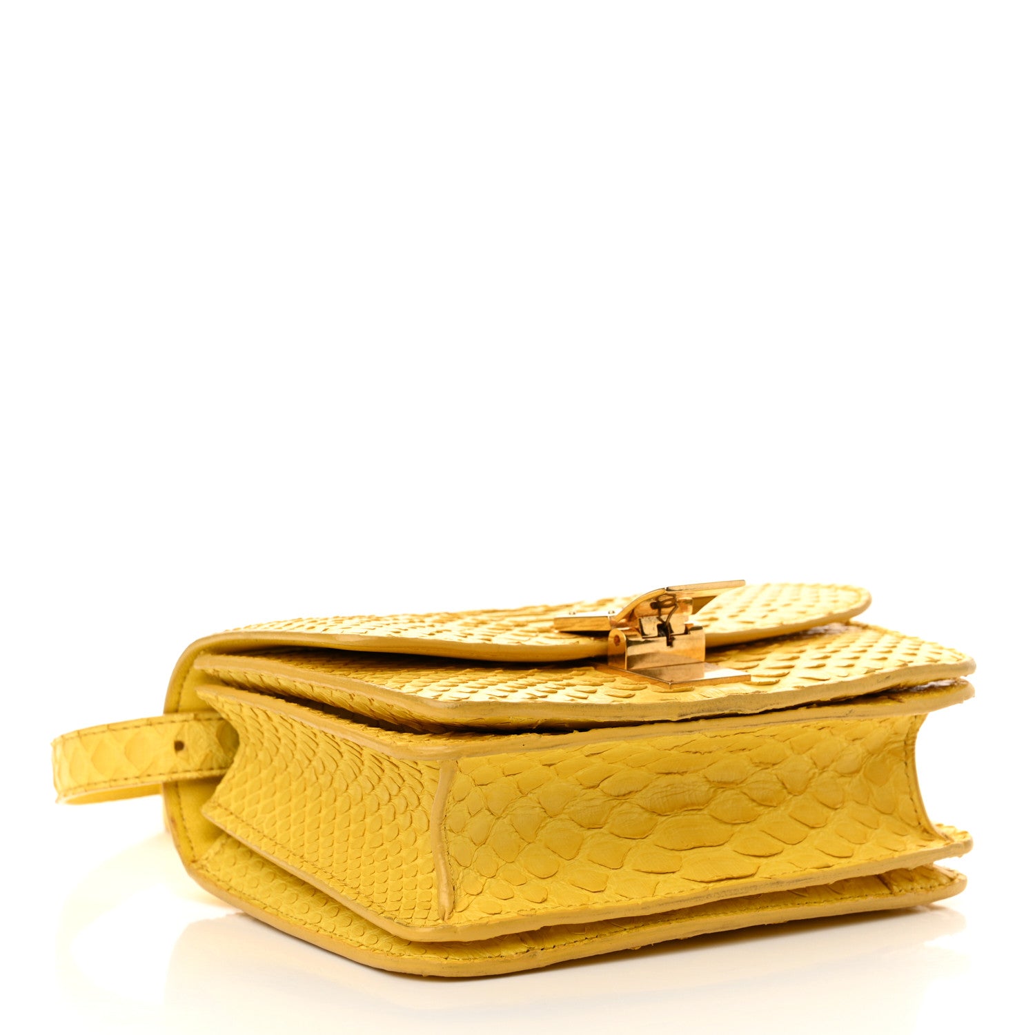 Celine Snakeskin Small Classic Box Flap Bag Yellow 4 of 18
