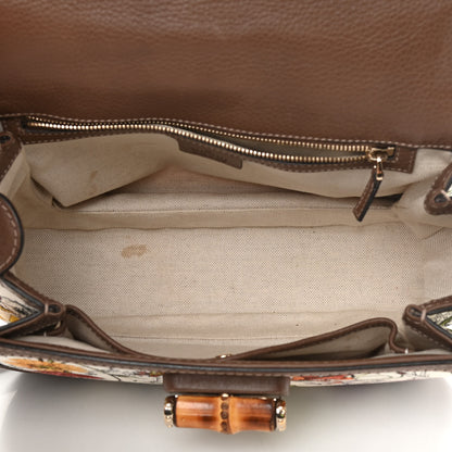 Gucci Flora Medium New Bamboo Top Handle Bag Dark Brown 5 of 17