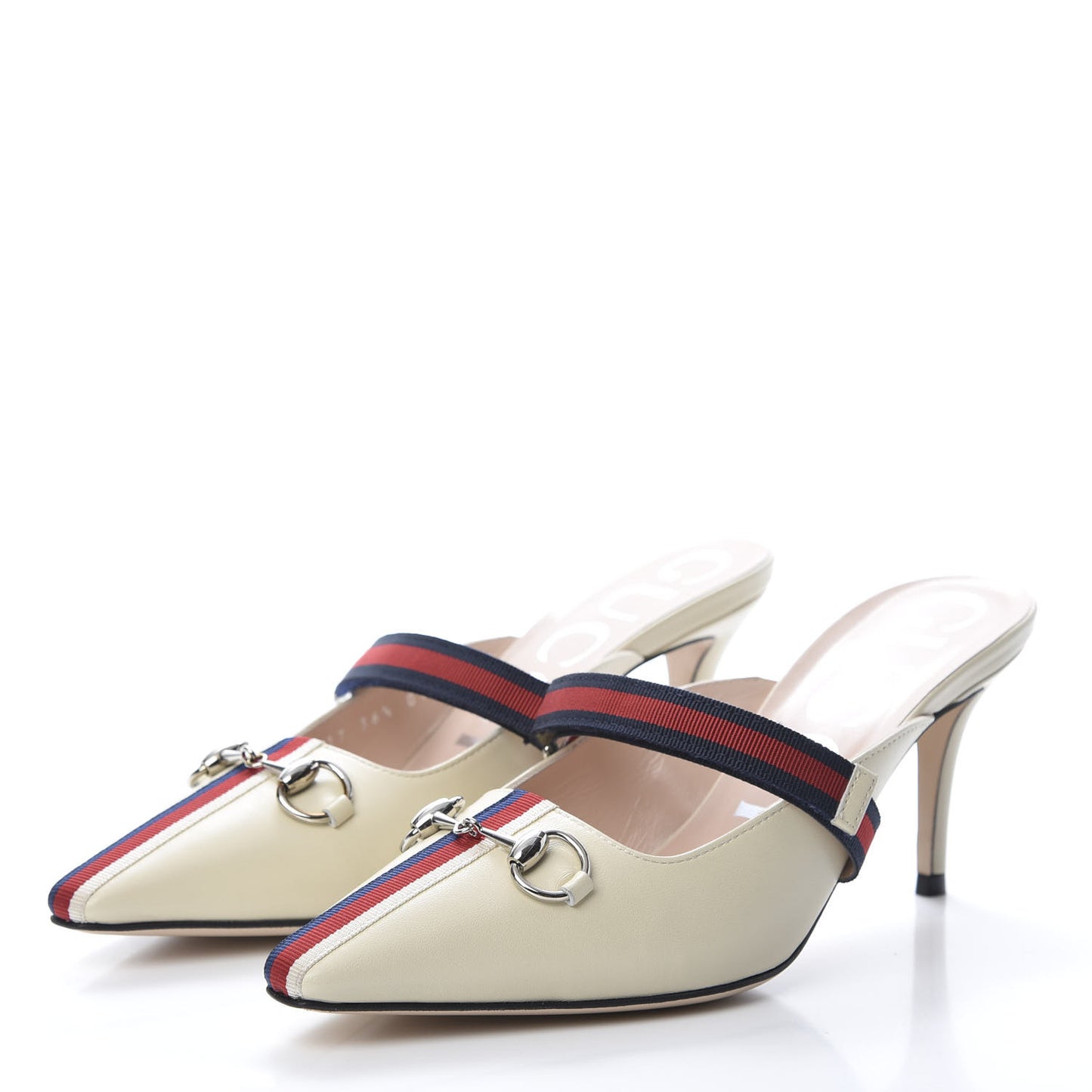 Malaga Kid Sylvie Web Cross Strap Mid-Heel Slides 36.5 Vintage White