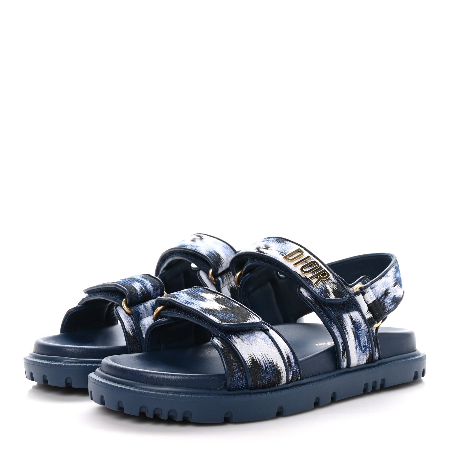 Christian Dior Technical Fabric Wildior Shiny Print Dioract Sandals 37.5 Ocean 3 of 9