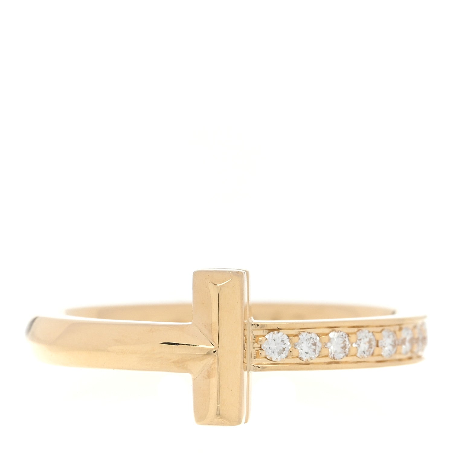 Tiffany 18K Yellow Gold Diamond 2.5mm T T1 Ring 48 4.5 1 of 4