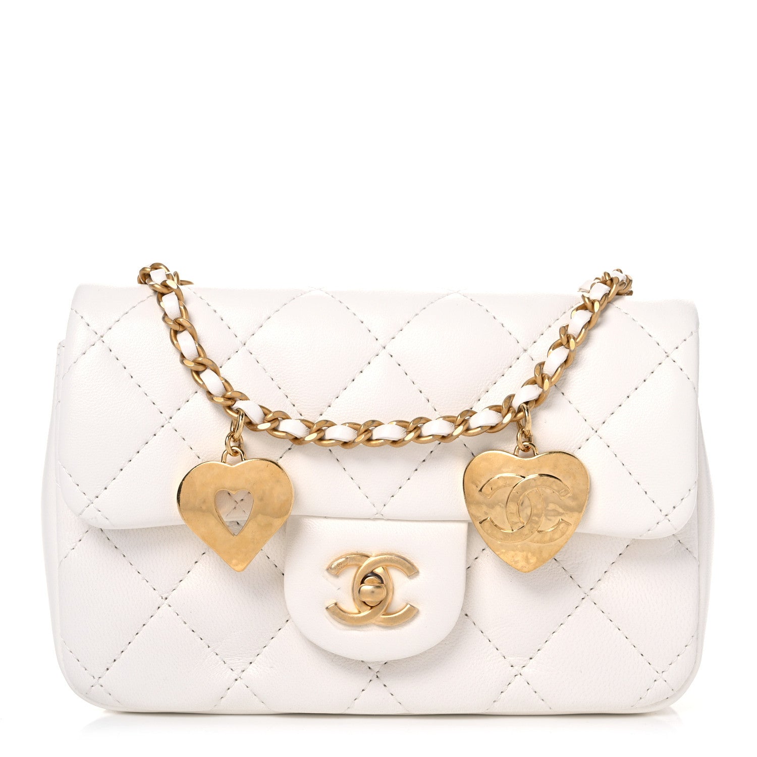 Chanel Lambskin Quilted Mini Heart Charms Flap White 1 of 9