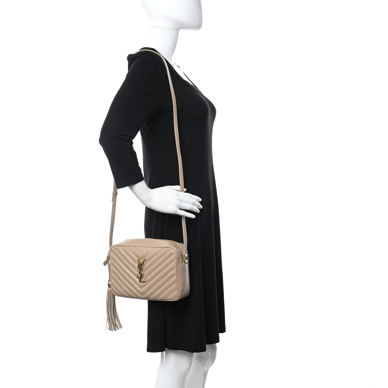 Saint Laurent Calfskin Matelasse Monogram Lou Camera Bag Dark Latte 2 of 10