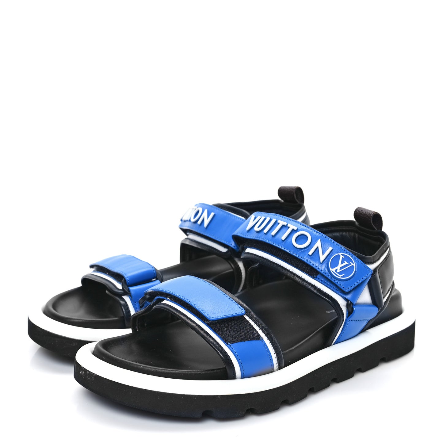 Calfskin Monogram Pool Pillow Flat Comfort Sandals 38 Blue
