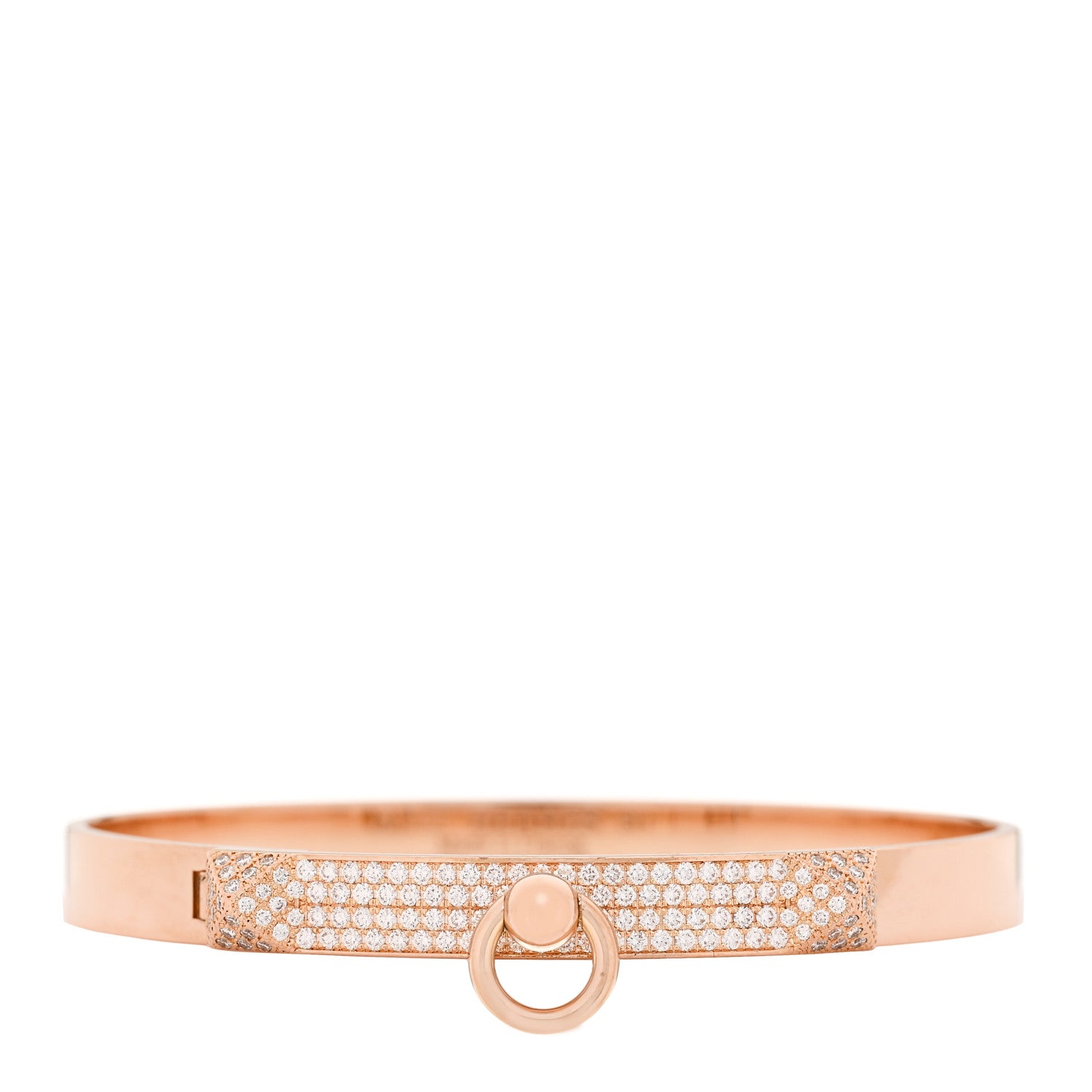 Hermes 18K Rose Gold Diamond PM Collier De Chien Pave Bracelet SH 1 of 3
