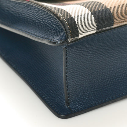 Burberry Derby Calfskin House Check Small Macken Crossbody Bag Ink Blue 9 of 11