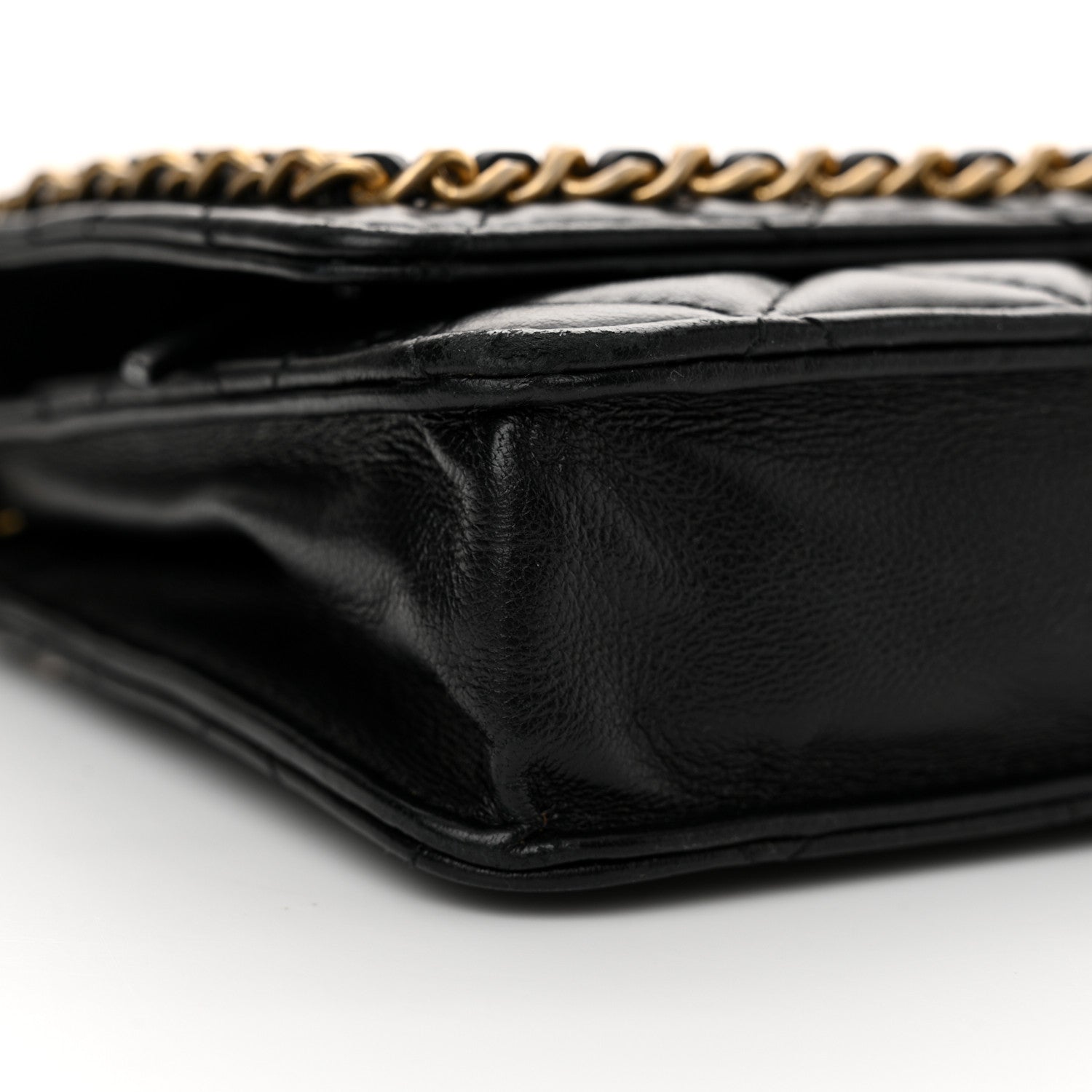 Chanel Lambskin Quilted Chain Around Wallet On Chain WOC Black 10 of 14