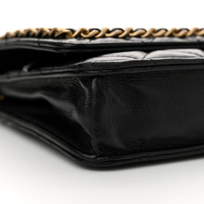 Chanel Lambskin Quilted Chain Around Wallet On Chain WOC Black 10 of 14
