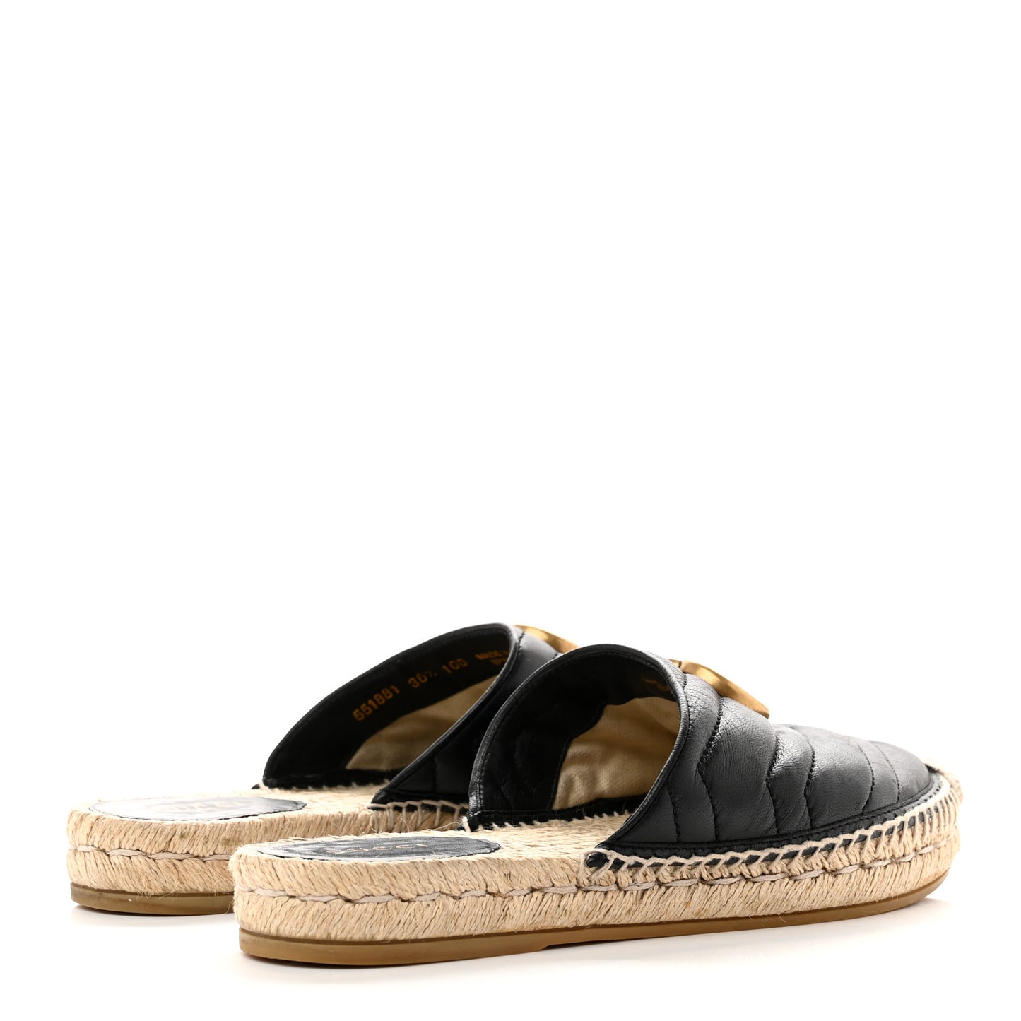 Nappa Matelasse GG Marmont Espadrille Slippers 36.5 Black