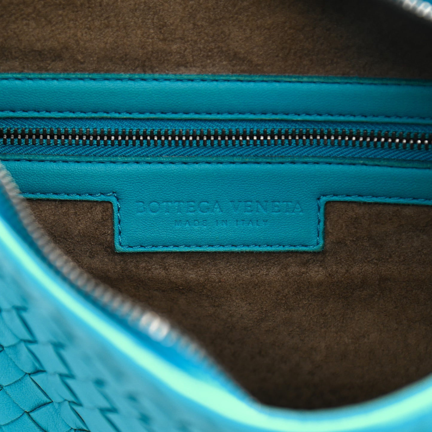 Nappa Intrecciato Large Veneta Hobo Turquoise