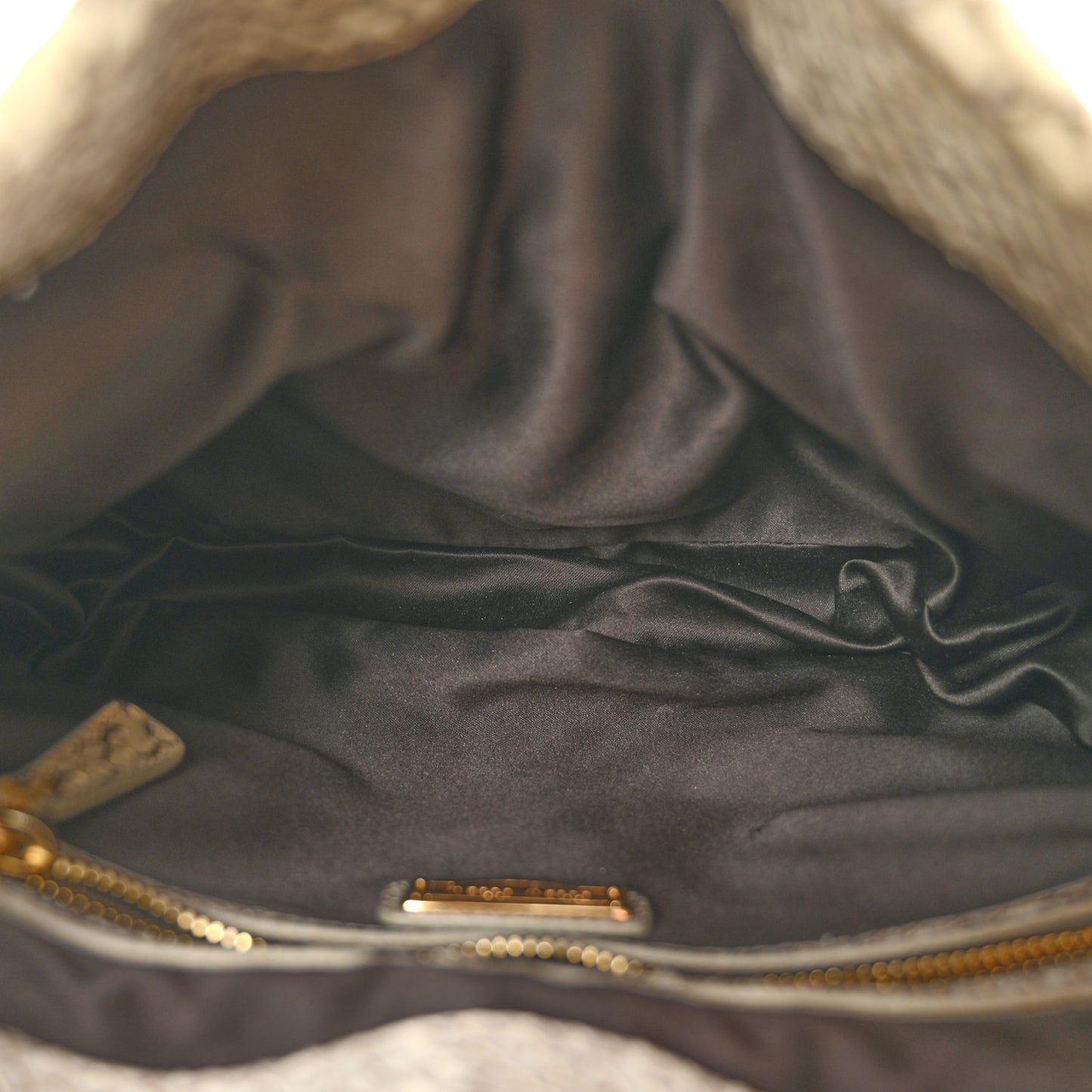 Snakeskin Small Matelasse Coffer Hobo Beige