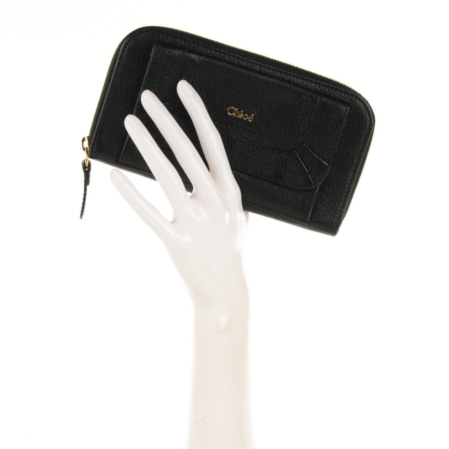 Grained Calfskin Paraty Zip Around Wallet Black