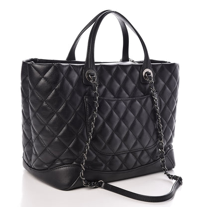 Chanel Calfskin Quilted Small Easy Shopping Tote Black 3 of 9