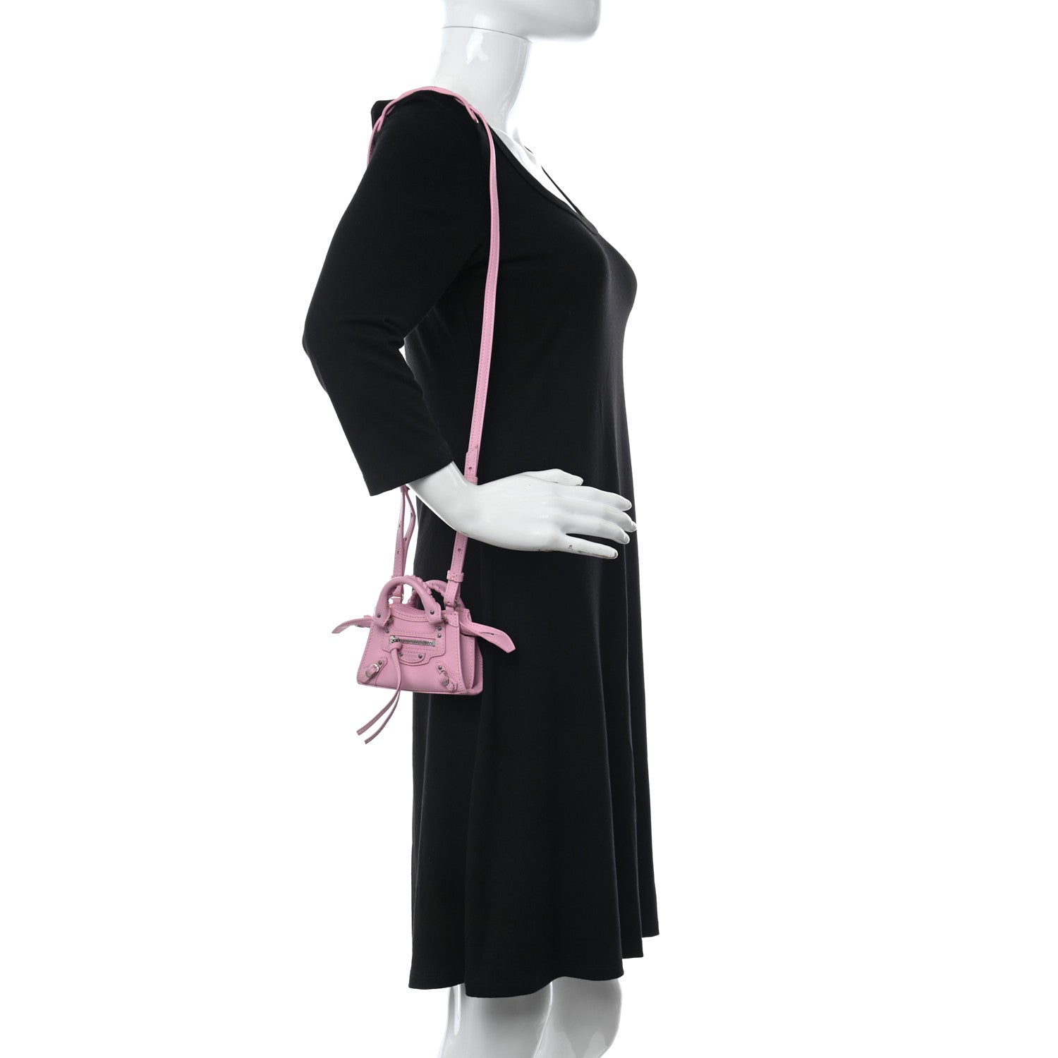 Balenciaga Smooth Calfskin Neo Classic Silver Hardware Super Nano City Crossbody Candy Pink 2 of 13