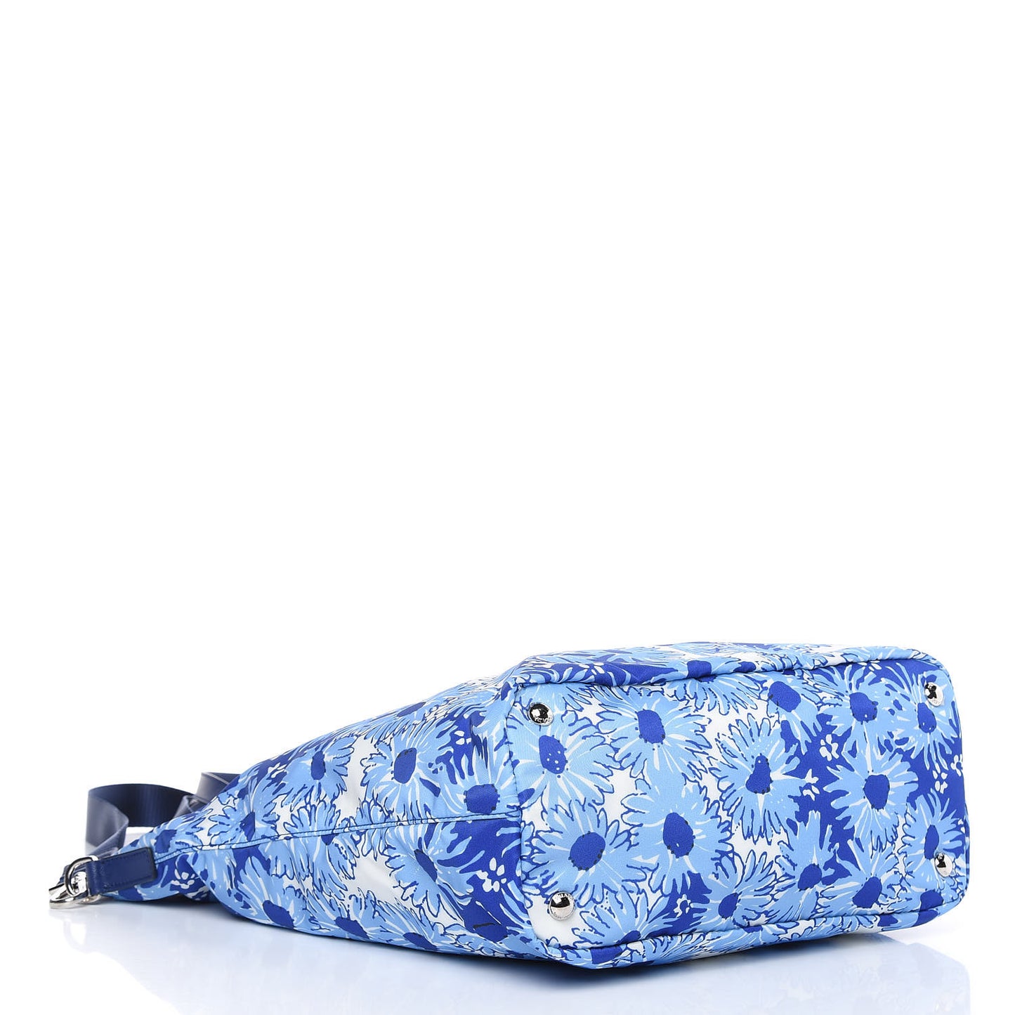 Tessuto Nylon Saffiano Floral Print Tote Baltico Dis Primule